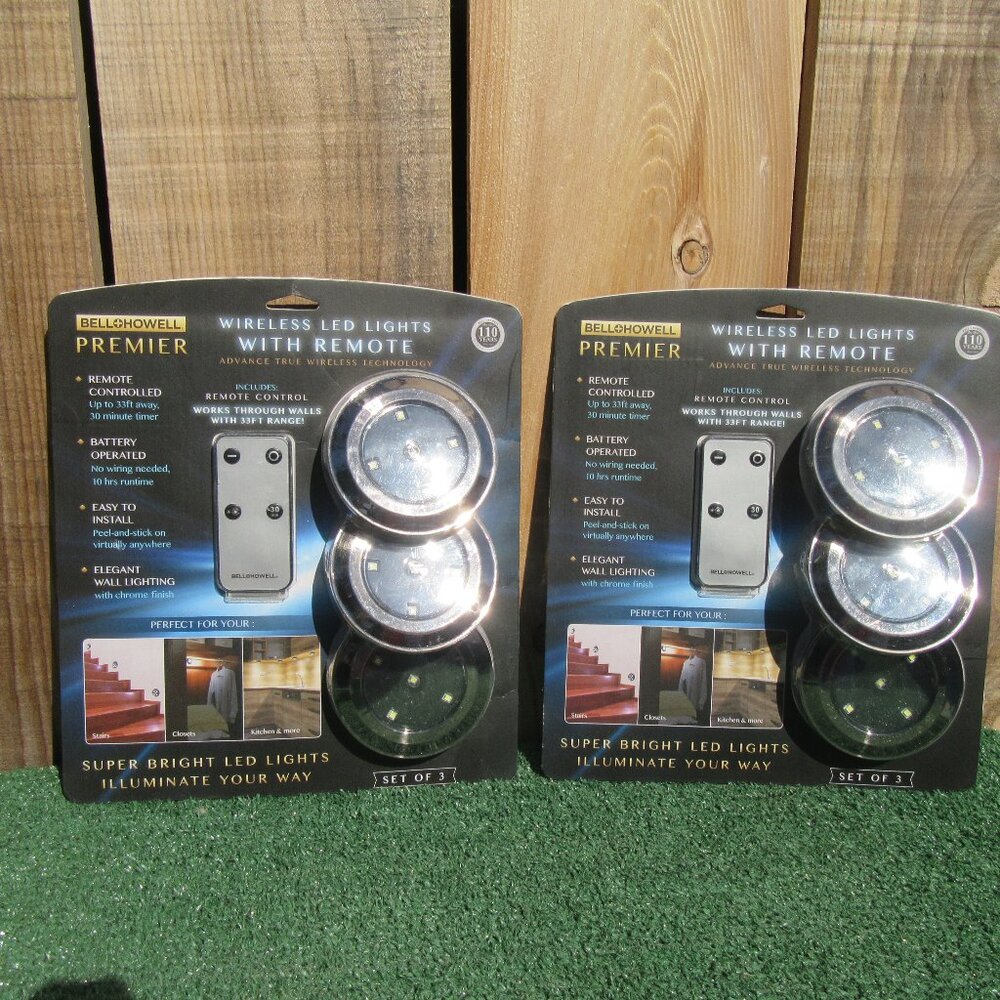 2 Brand New Bell & Howell Premier Wireless LED Remote Control Light 3 Packs